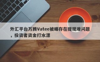 外汇平台万腾Vatee被曝存在提现难问题，投资者资金打水漂