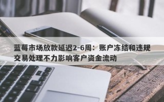 蓝莓市场放款延迟2-6周：账户冻结和违规交易处理不力影响客户资金流动