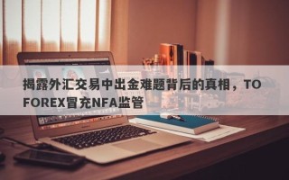 揭露外汇交易中出金难题背后的真相，TO FOREX冒充NFA监管