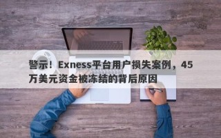 警示！Exness平台用户损失案例，45万美元资金被冻结的背后原因