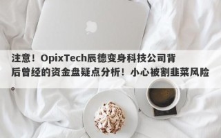 注意！OpixTech辰德变身科技公司背后曾经的资金盘疑点分析！小心被割韭菜风险。