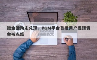 赠金活动未兑现，PGM平台首批用户提现资金被冻结