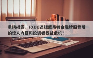 重磅揭露，FXDD违规遭吊销金融牌照背后的惊人内幕和投资者权益危机！