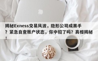 揭秘Exness交易风波，隐形公司成黑手？紧急自查账户状态，你中招了吗？真相揭秘！