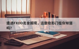 遭遇FXDD出金困境，这些隐形门槛你知道吗？