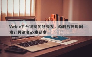 Vatee平台提现问题频发，盈利后提现困难让投资者心生疑虑